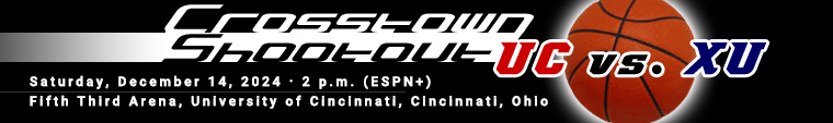 Crosstown Shootout: December 14, 2024 at 2:00 p.m. (ESPN+) - Fifth Third Arena, University of Cincinnati, Cincinnati, Ohio